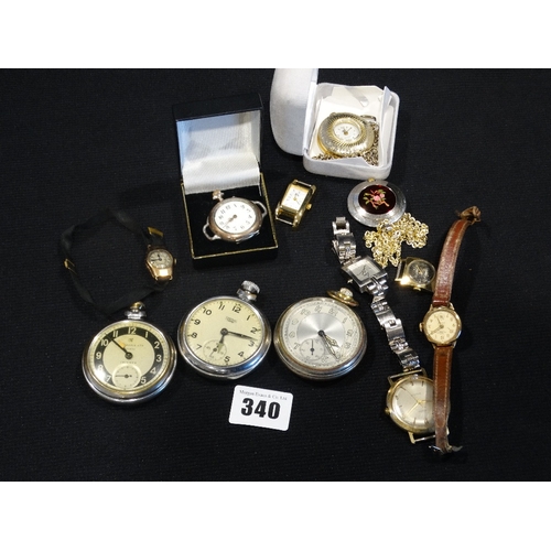 340 - A Qty Of Mixed Vintage Pocket & Wrist Watches