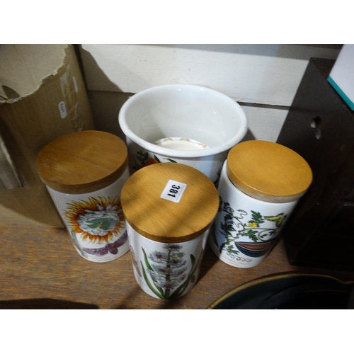 381 - A Potmeirion Pottery Planter & Three Storage Jars