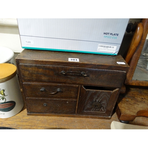 384 - An Antique Oak Table Top Collectors Chest