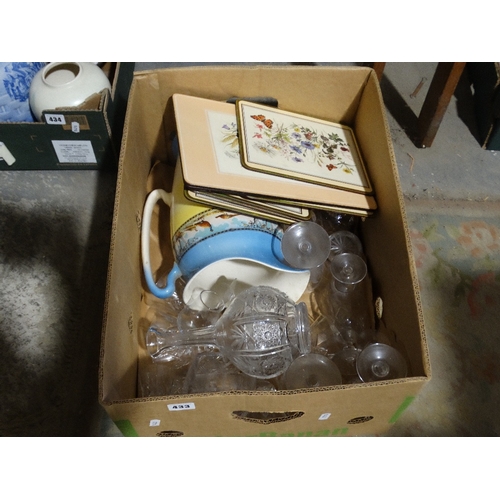 433 - A Box Of Glassware Etc