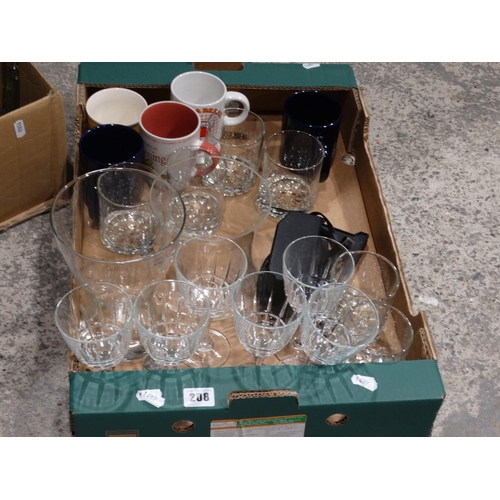 208 - A Box Of Glassware Etc