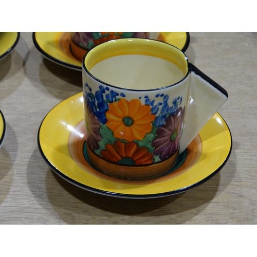 156 - A Excellent 15 Piece Clarice Cliff Gayday Pattern Coffee Set