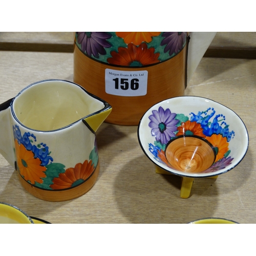 156 - A Excellent 15 Piece Clarice Cliff Gayday Pattern Coffee Set