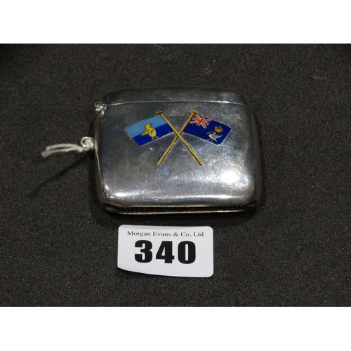 340 - A Silver And Enamel Vesta Case With Hallmarks For Birmingham 1912 With Flags Of The Royal Mersey Yac... 