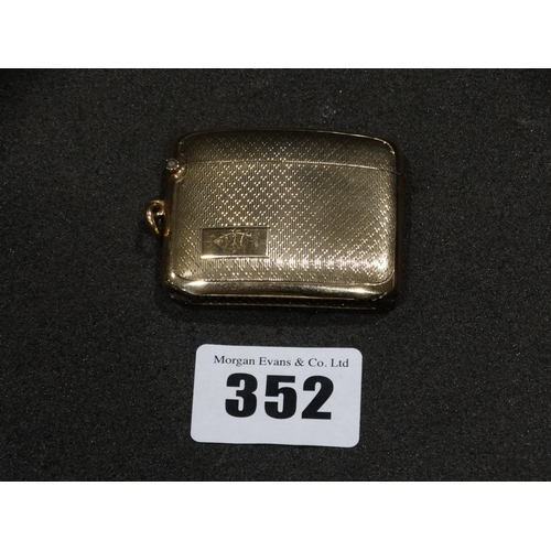 352 - A Rare 9ct Gold Vesta Case With Hallmarks For Birmingham 1928, Approx 20grams, With Purchase Receipt