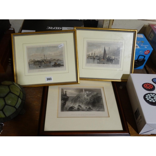 383 - Two Liverpool Antique Engravings And A Similar Engraving Of South Stack