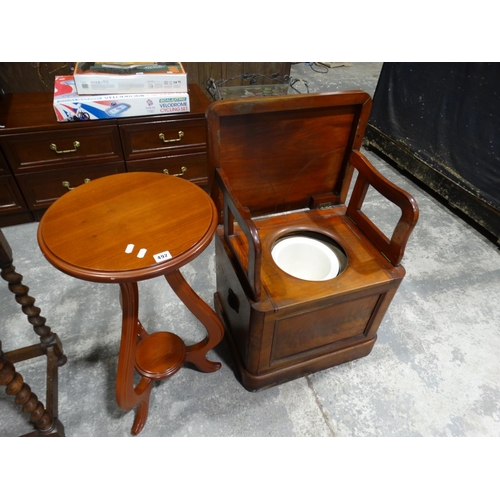 492 - A Victorian Commode Stool Together With An Occasional Table