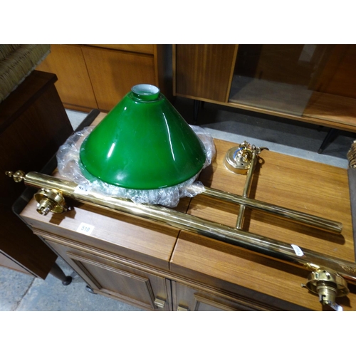 509 - A Brass Finish Snooker Room Light With Glass Shades