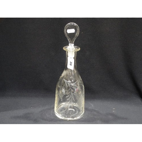 30 - An 18thc Mallet Shaped Wine Decanter