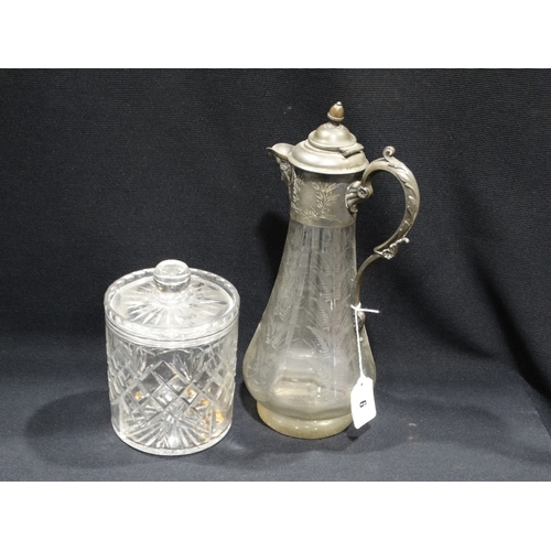 6 - An Etched Glass & Pewter Claret Jug Etc