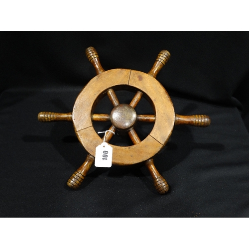 100 - An Antique Six Spoke Boat Wheel