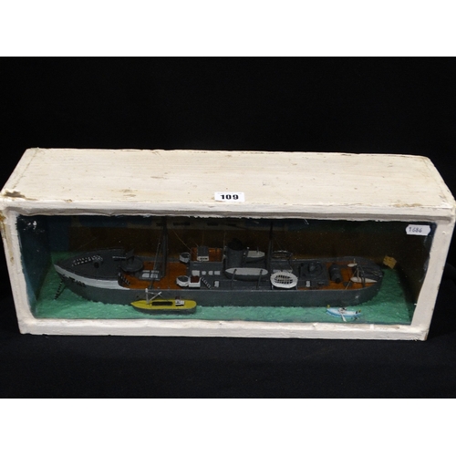 109 - A Mid 20thc Diorama Model Of A Military Vessel