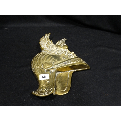 121 - A Brass Plaque Of A Winged Helmet