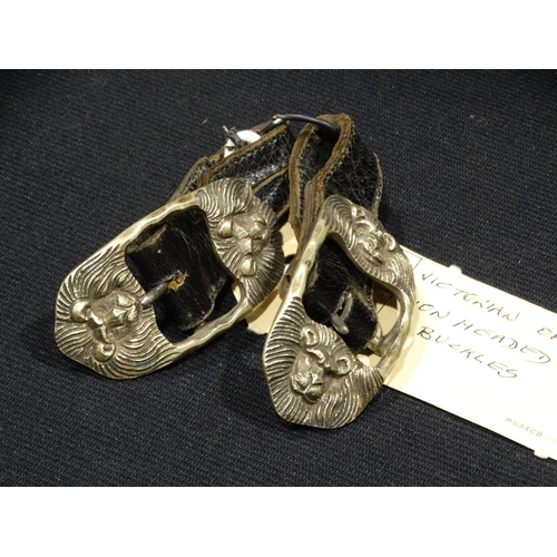 19 - A Pair Of Victorian Officers Lion Heard Sword Buckles