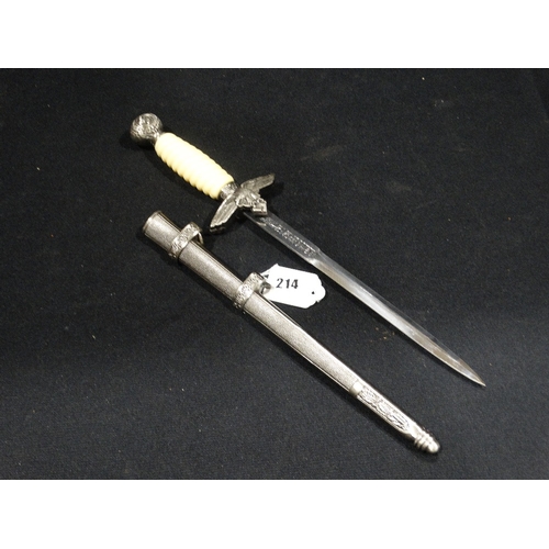 214 - A Reproduction Luftwaffe Officers Dagger In Metal Sheath