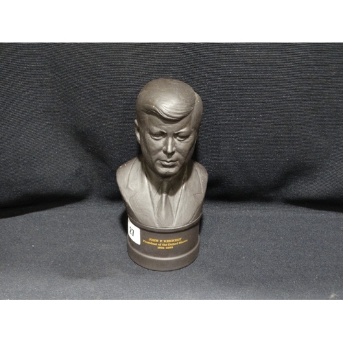 27 - A Wedgwood Black Jasperware Bust Of J.F Kennedy