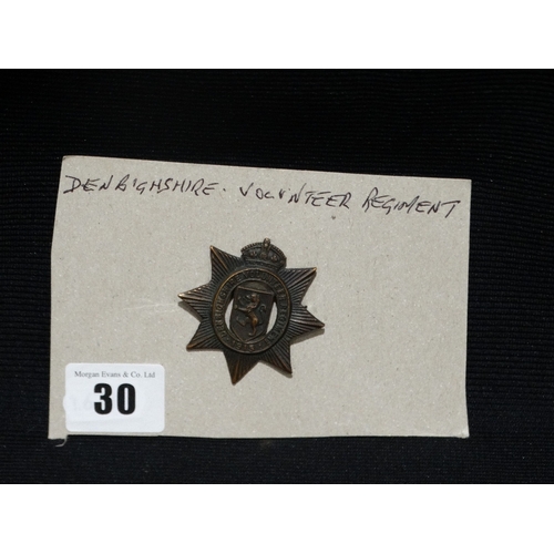 30 - A Denbighshire Volunteer Regiment Cap Badge