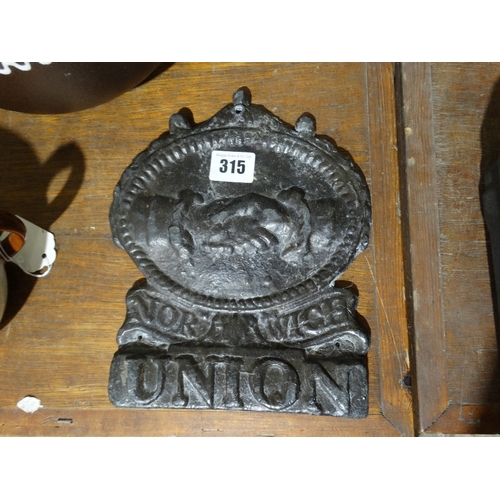 315 - An Antique Lead Insurance Wall Plaque For Norwich Union