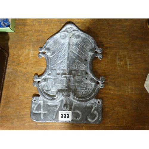 333 - An Antique Lead Insurance Co Wall Plaque