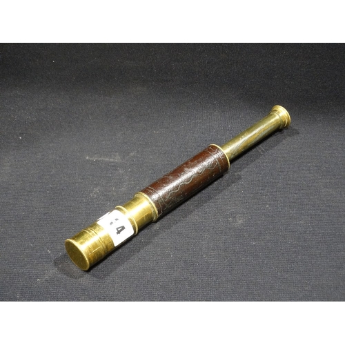 34 - A Lacquered Brass Leather Covered Pocket Telescope