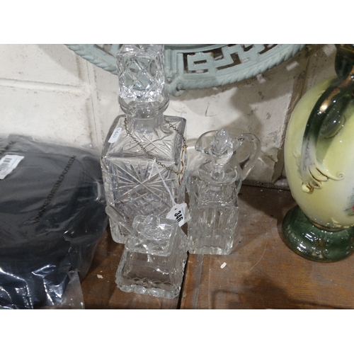 346 - A Square Based Whisky Decanter & Further Glassware