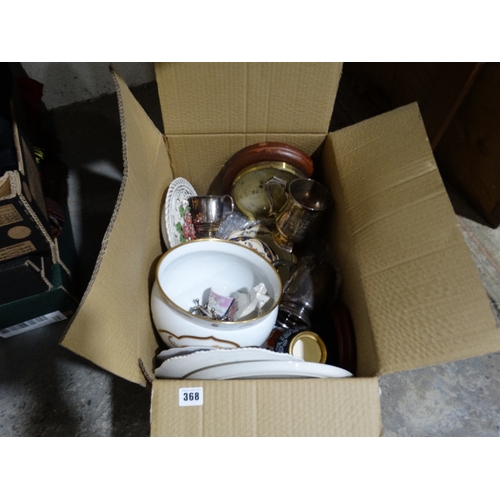 368 - A Box Of Mixed Pottery & Plated Ware Etc