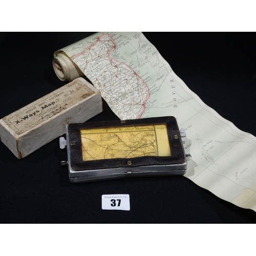 37 - A 2nd World War Field Map Reading Case By Wallace Bros, Together With A Map