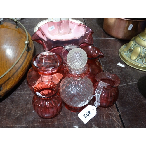 392 - A Parcel Of Cranberry Glass