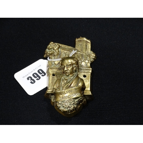 399 - A Relief Cast Brass Door Knocker, Depicting William Wordsworth