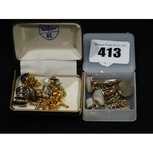 413 - A Qty Of Mixed Cufflinks & Studs