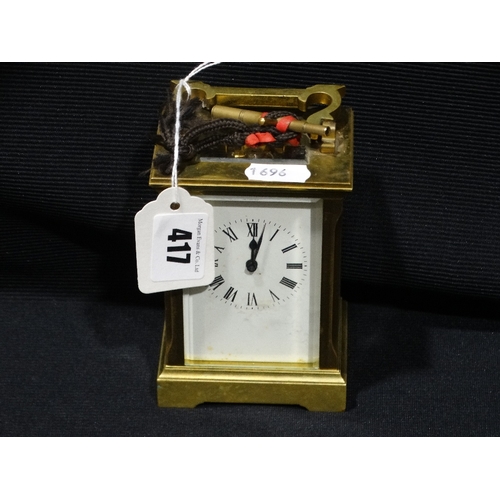 417 - A 20thc Brass Encased Carriage Clock