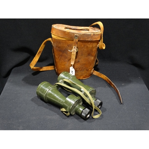 42 - A Pair Of 2nd World War Binoculars In A Leather Case