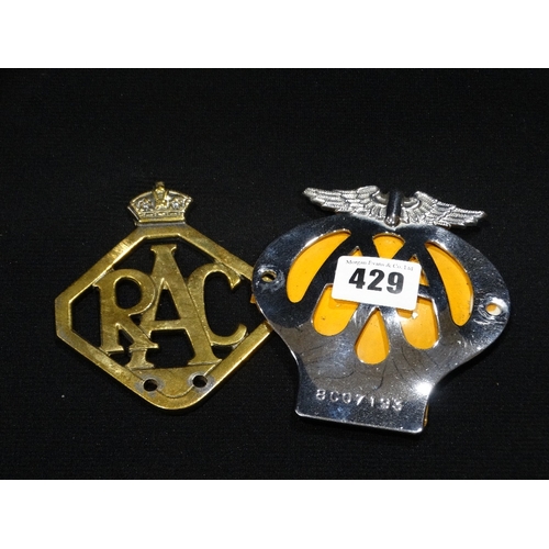 429 - Two Vintage RAC & AA Badges