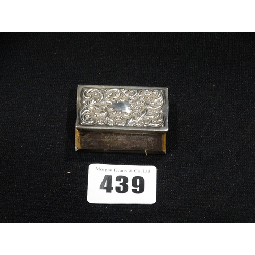 439 - A Victorian Silver Matchbox Cover