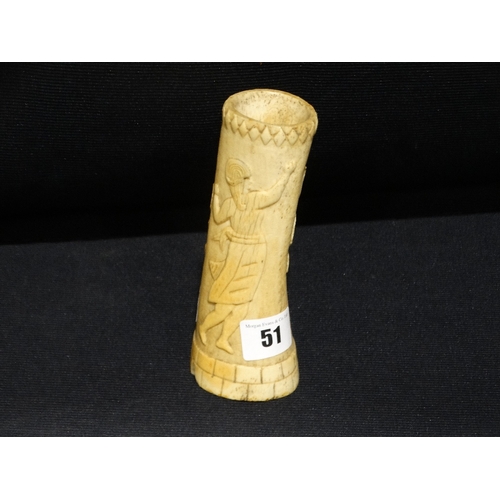 51 - A 1st World War Prisoner Of War Carved Bone Vase