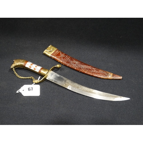 67 - A Naval Dirk With Mother Of Pearl Handle & Etched Blade