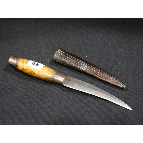 68 - A Wooden Handled Fighting Knife