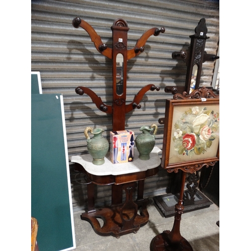 766 - A Mahogany & Marble Topped Tree Branch Hall Stand