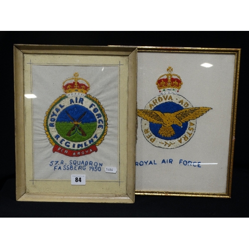 84 - Two RAF Woolwork Regimental Plaques