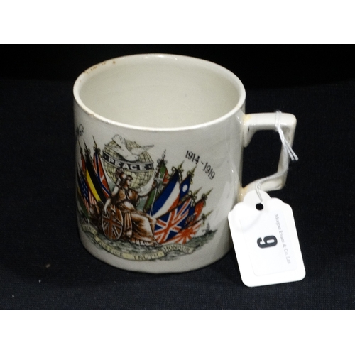 9 - A 1st World War Transfer Decorated Pottery Peace Mug