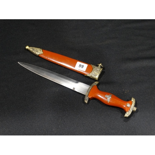 99 - A Reproduction Brown Coloured NSDAP Dagger & Sheath