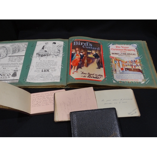 102 - An Album Of Vintage Advertising & Newspaper Clippings, Together With Three Early 20thc Autograph Boo... 