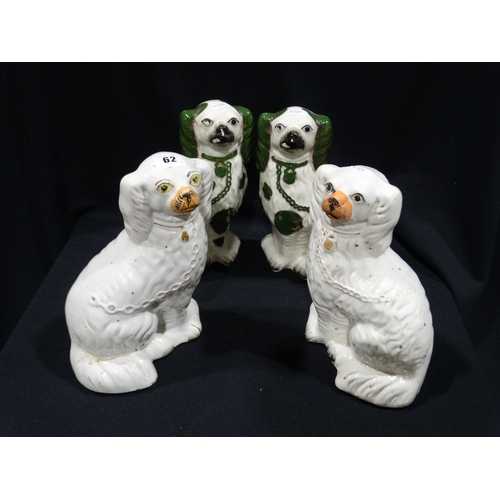62 - Two Pairs Of Staffordshire Pottery Seated Dogs