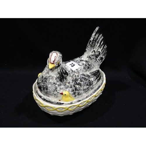 73 - A Portmeirion Pottery Coloured Hen On Nest