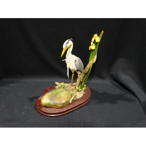 74 - A Contemporary Grey Heron Sculpture By Wildtrack Wildlife Art Ltd