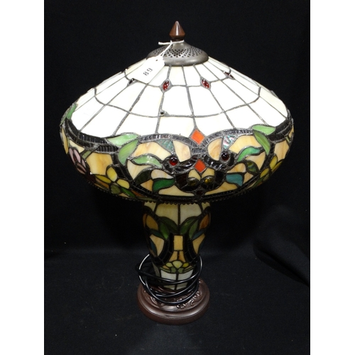 89 - An Art Nouveau Style Stained Glass Table Lamp & Shade