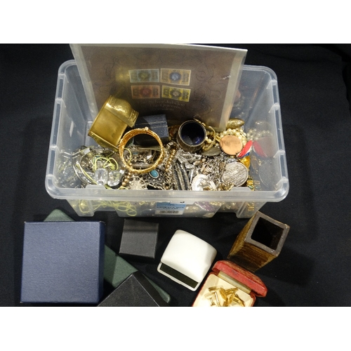 5 - A Box Of Costume Jewellery & Stamps