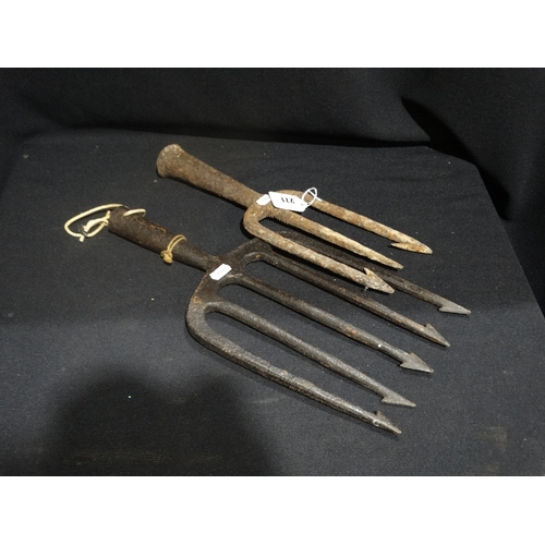 Two Antique Eel Forks