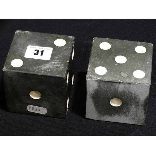 31 - A Pair Of Slate Paper Weight Dice