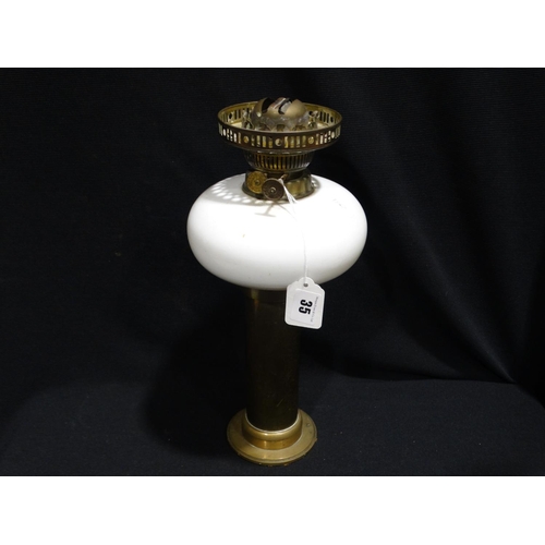 35 - A Brass Column Oil Lamp